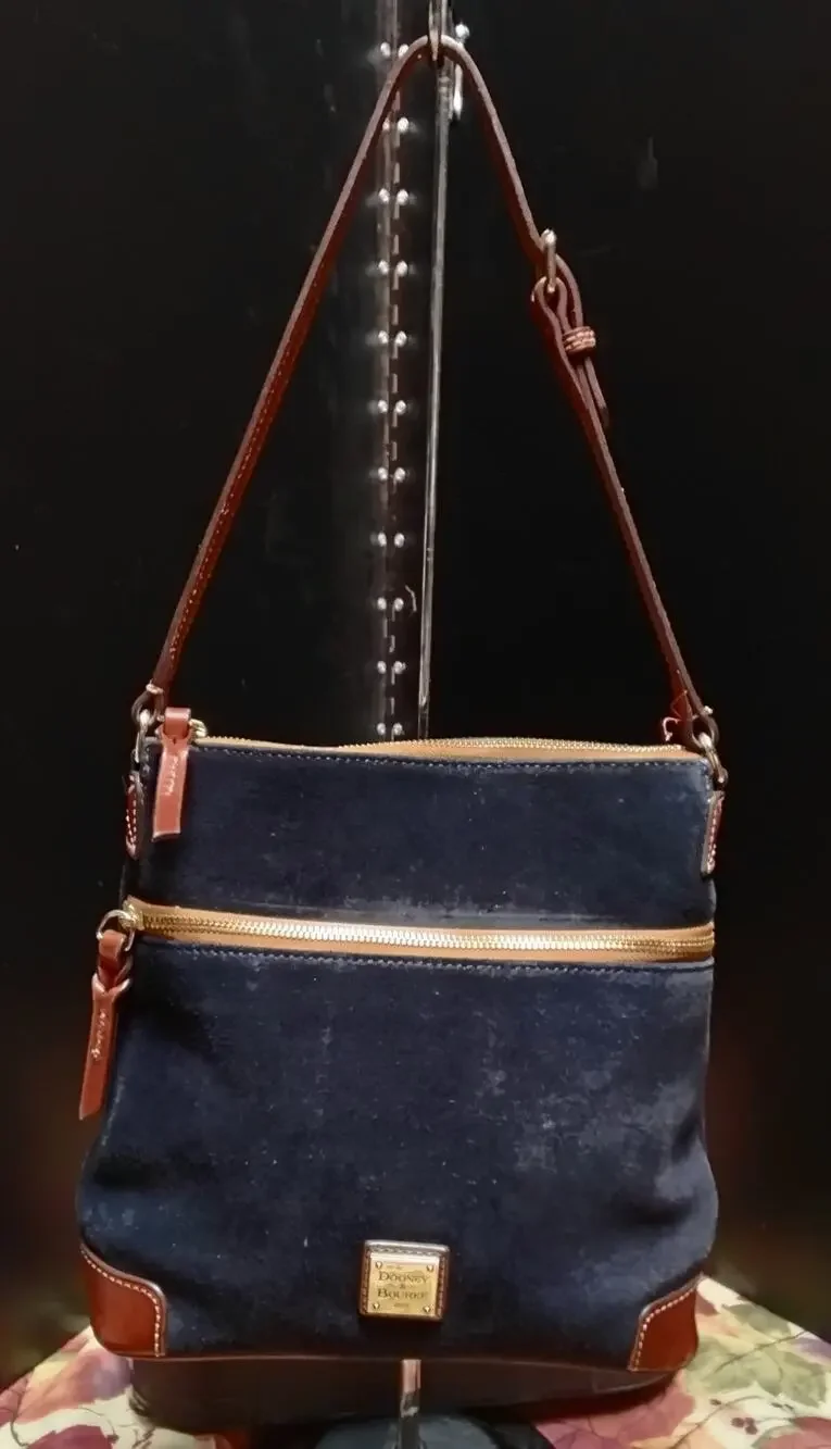 Dooney & Bourke Navy Blue Suede Crossbody Leather Trim